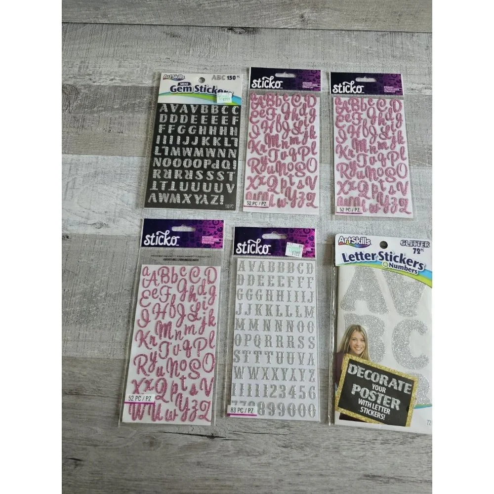 Sticker Lot - Alphabet Scrapbooking Stickers Letters Numbers Sticko Glitter #192 - Picture 1 of 7